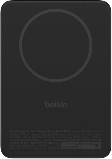 Belkin BoostCharge Slim Magnetic MagSafe Power Bank 5000mAh 20W με Θύρα USB-C Power Delivery Μαύρο