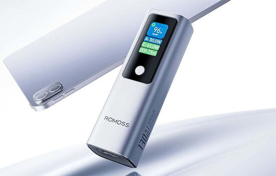 Romoss PPU10 Power Bank 10000mAh 130W με Θύρα USB-A και Θύρα USB-C Power Delivery / Quick Charge 3.0 Ασημί