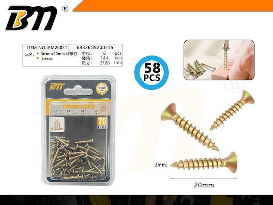 Bolțuri din lemn cu Diametru M3 și Lungime 20mm 58 buc