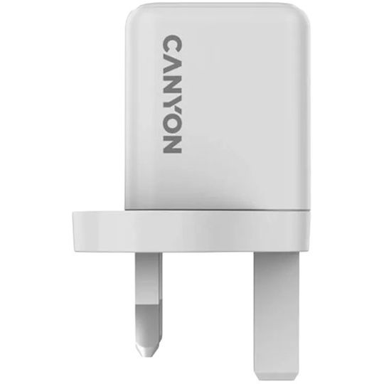 Canyon Φορτιστής με Ενσωματωμένο Καλώδιο GaN με Θύρα USB-A και Θύρα USB-C 20W Power Delivery Λευκός