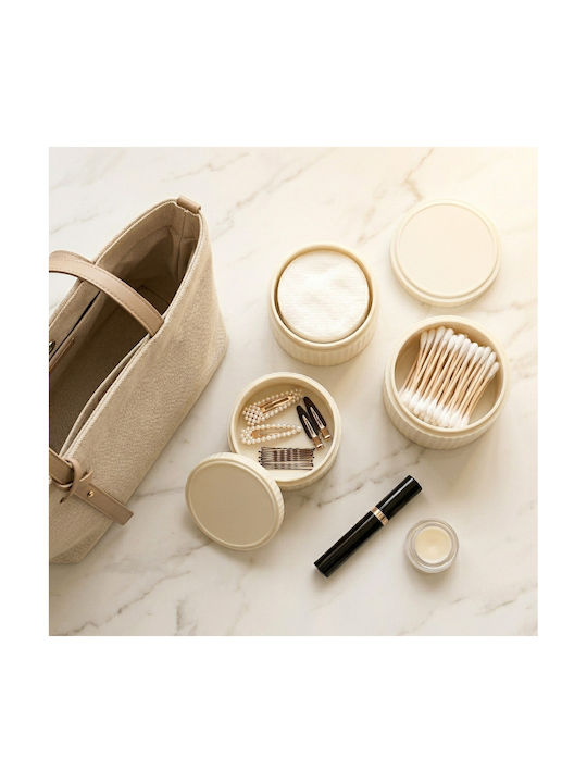Femmit 3 Piece Bathroom Organizers Cream Lid Cotton Swabs Tweezers & Makeup Accessories