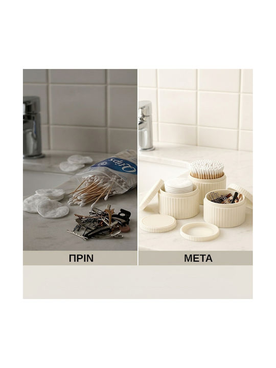 Femmit 3 Piece Bathroom Organizers Cream Lid Cotton Swabs Tweezers & Makeup Accessories