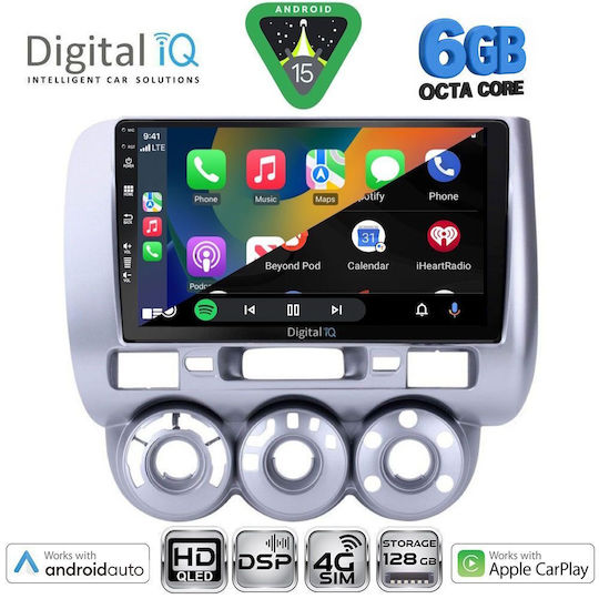 Digital IQ Ηχοσύστημα Αυτοκινήτου για Honda Jazz 2002-2008 με A/C (Bluetooth/USB/WiFi/GPS/Apple-Carplay/Android-Auto) με Οθόνη Αφής 9"