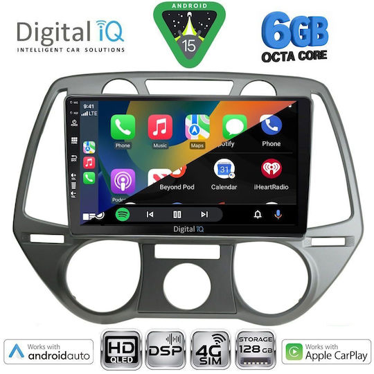 Digital IQ Car Audio System for Hyundai i20 2008-2012 with A/C Bluetooth USB WiFi GPS Apple CarPlay Android Auto with 9" Touch Screen