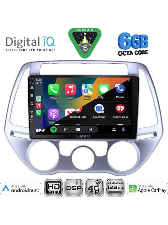 Digital IQ Car Audio System for Hyundai i20 2008-2012 with A/C Bluetooth USB WiFi GPS Apple CarPlay Android Auto with 9" Touch Screen