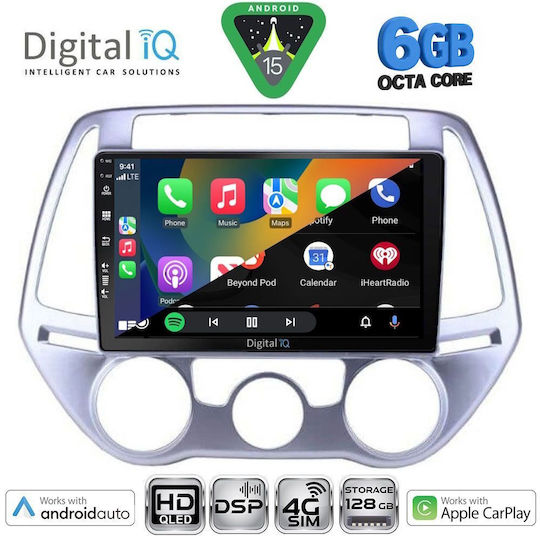 Digital IQ Ηχοσύστημα Αυτοκινήτου για Hyundai i20 2008-2012 με A/C (Bluetooth/USB/WiFi/GPS/Apple-Carplay/Android-Auto) με Οθόνη Αφής 9"