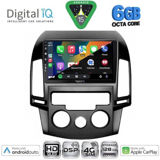 Digital IQ Car Audio System for Hyundai i30 2007-2012 with A/C Bluetooth USB WiFi GPS Apple CarPlay Android Auto with 9" Touch Screen