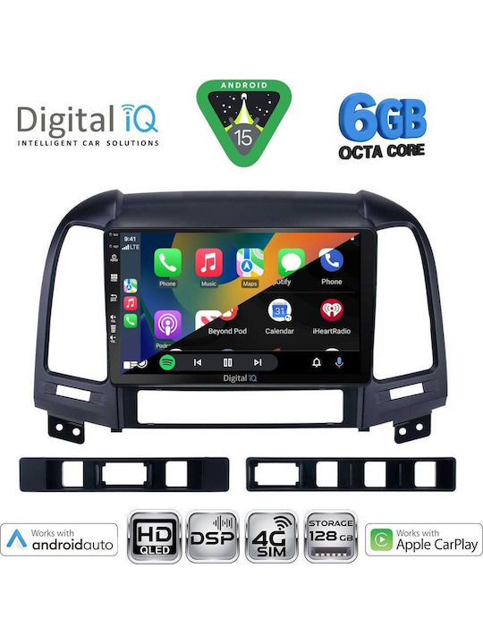 Digital IQ Car Audio System for Hyundai Santa Fe 2005-2013 Bluetooth USB WiFi GPS Apple CarPlay Android Auto with 9" Touch Screen