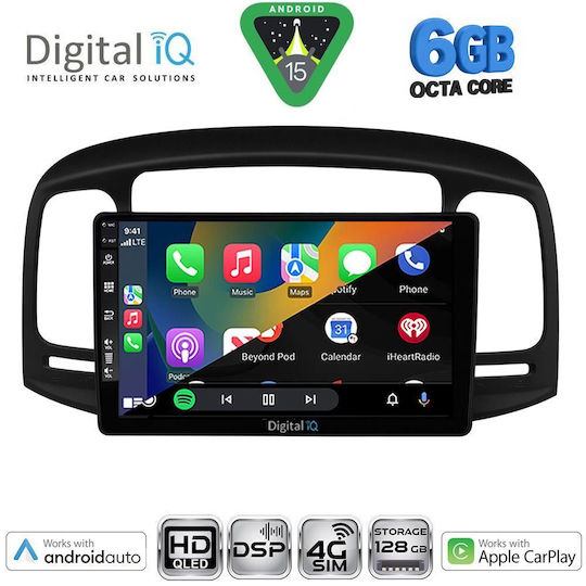Digital IQ Car Audio System for Hyundai Accent 2005-2012 (Bluetooth/USB/WiFi/GPS/Apple CarPlay/Android Auto) with 9" Touch Screen