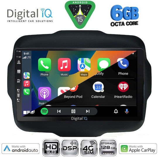 Digital IQ Car Audio System for Jeep Renegade 2015-2019 (Bluetooth/USB/WiFi/GPS/Apple CarPlay/Android Auto) with 9" Touch Screen