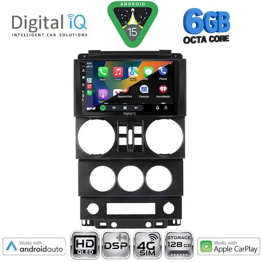 Digital IQ Ηχοσύστημα Αυτοκινήτου για Jeep Wrangler 2006-2011 (Bluetooth/USB/WiFi/GPS/Apple-Carplay/Android-Auto) με Οθόνη Αφής 9"