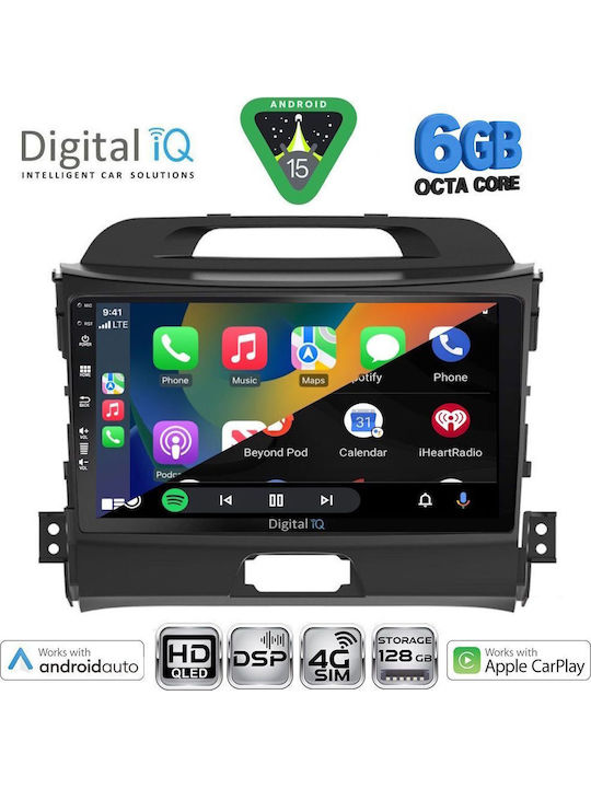 Digital IQ Car Audio System for Kia Sportage 2010-2015 Bluetooth USB WiFi GPS Apple CarPlay Android Auto with 9" Touch Screen