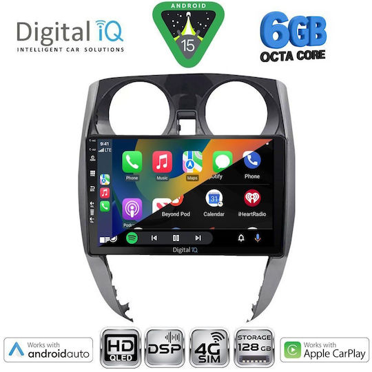 Digital IQ Car Audio System for Nissan Note 2012-2020 (Bluetooth/USB/WiFi/GPS/Apple CarPlay/Android Auto) with 10" Touch Screen