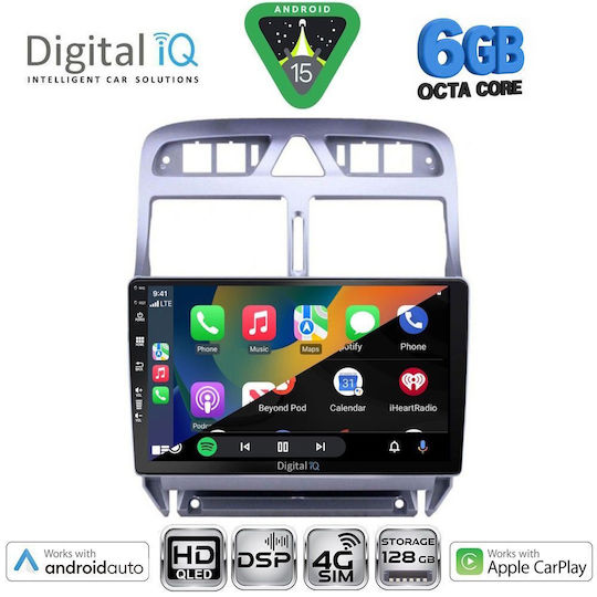 Digital IQ Car Audio System for Peugeot 307 2001-2008 Bluetooth USB WiFi GPS Apple CarPlay Android Auto with 9" Touch Screen