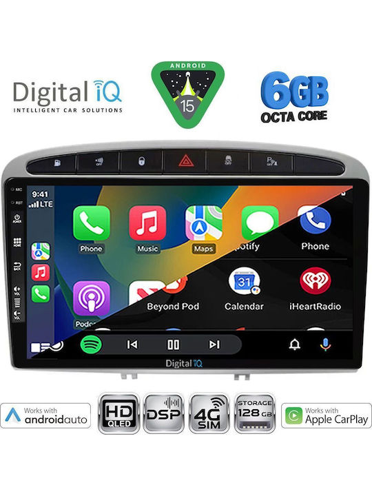 Digital IQ Car Audio System for Peugeot 308 / RCZ 2007-2012 (Bluetooth/USB/WiFi/GPS/Apple CarPlay/Android Auto) with 9" Touch Screen