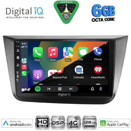 Digital IQ Ηχοσύστημα Αυτοκινήτου για Seat Altea 2004-2015 (Bluetooth/USB/WiFi/GPS/Apple-Carplay/Android-Auto) με Οθόνη Αφής 9"