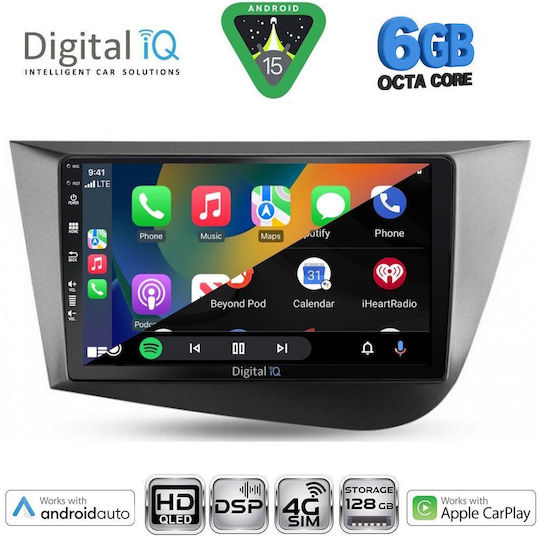 Digital IQ Ηχοσύστημα Αυτοκινήτου για Seat Leon 2005-2012 (Bluetooth/USB/WiFi/GPS/Apple-Carplay/Android-Auto) με Οθόνη Αφής 9"