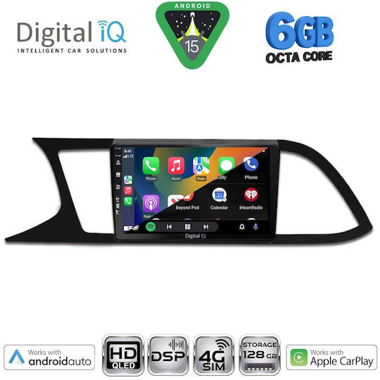 Digital IQ Auto-Audiosystem für Seat Leon 2012-2021 Bluetooth USB Eingebautes Wi-Fi GPS Apple CarPlay Android Auto mit 9 Zoll Touchscreen