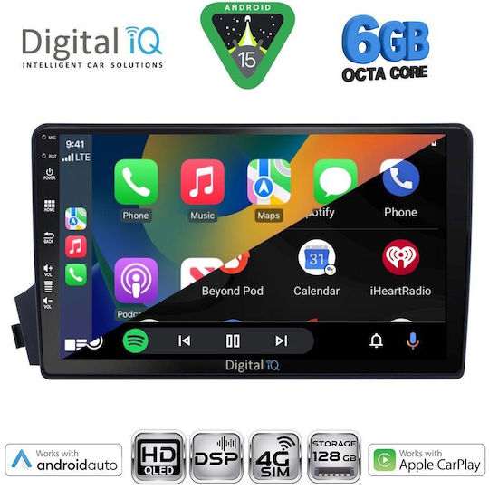 Digital IQ Ηχοσύστημα Αυτοκινήτου για Ssangyong Actyon / Kyron 2006-2015 (Bluetooth/USB/WiFi/GPS/Apple-Carplay/Android-Auto) με Οθόνη Αφής 9"