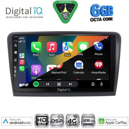 Digital IQ Ηχοσύστημα Αυτοκινήτου για Skoda Rapid 2012-2023 (Bluetooth/USB/WiFi/GPS/Apple-Carplay/Android-Auto) με Οθόνη Αφής 9"