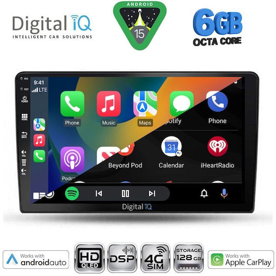 Digital IQ Car Audio System for Toyota Auris 2007-2012 Bluetooth USB WiFi GPS Apple CarPlay Android Auto with 9" Touch Screen
