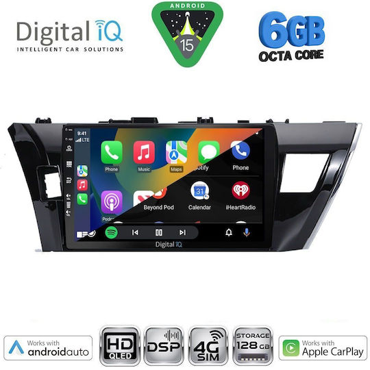 Digital IQ Ηχοσύστημα Αυτοκινήτου για Toyota Corolla 2013-2016 (Bluetooth/USB/WiFi/GPS/Apple-Carplay/Android-Auto) με Οθόνη Αφής 10"