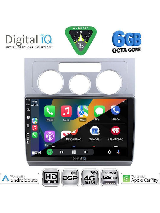 Digital IQ Car Audio System for Volkswagen Touran 2003-2010 with A/C Bluetooth USB WiFi GPS Apple CarPlay Android Auto with 10" Touch Screen