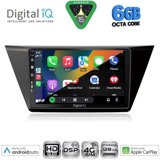 Digital IQ Car Audio System for Volkswagen Touran 2016-2022 Bluetooth USB WiFi GPS Apple CarPlay Android Auto with 10" Touch Screen