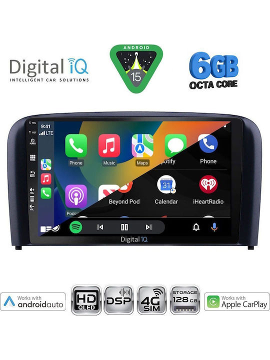 Digital IQ Car Audio System for Volvo S80 1998-2006 (Bluetooth/USB/WiFi/GPS/Apple CarPlay/Android Auto) with 9" Touch Screen