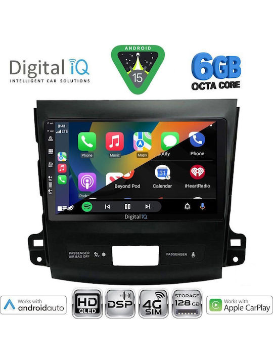 Digital IQ Car Audio System for Peugeot 4007 Mitsubishi Outlander Citroen C-Crosser 2006-2012 (Bluetooth/USB/WiFi/GPS/Apple CarPlay/Android Auto) with 9" Touch Screen
