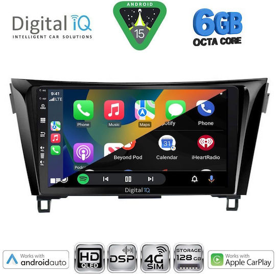 Digital IQ Car Audio System for Nissan Qashqai / X-Trail 2014-2021 Bluetooth USB WiFi GPS Apple CarPlay Android Auto with 10" Touch Screen