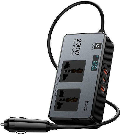 Hoco Z66 Φορτιστής Αυτοκινήτου 200W με Θύρες: 3xUSB-A Μαύρο Χρώμα