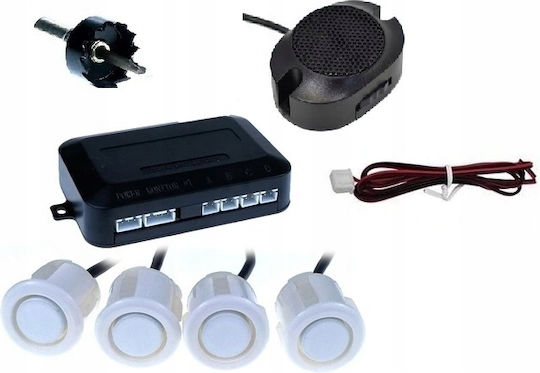 M-Tech Σύστημα Παρκαρίσματος Αυτοκινήτου με Buzzer και 4 Αισθητήρες 18mm σε Λευκό Χρώμα