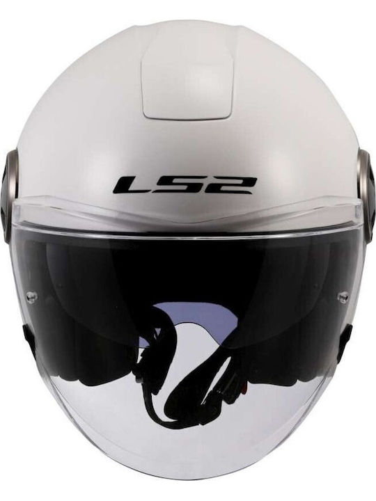 LS2 Classy White Motorcycle Helmet Jet ECE 22.06 1200gr with Sun Visor
