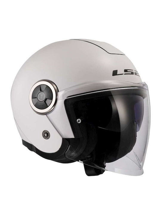 LS2 Classy White Motorcycle Helmet Jet ECE 22.06 1200gr with Sun Visor