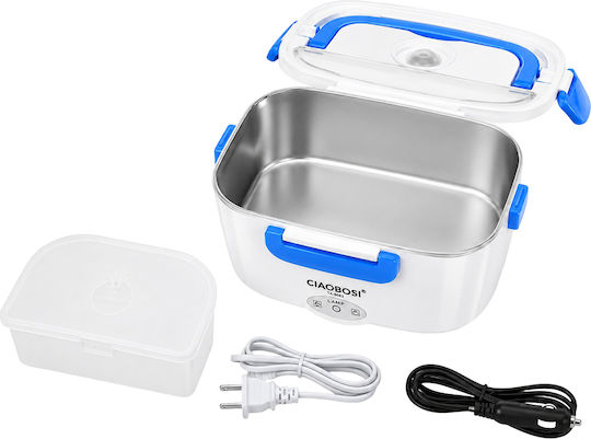 Avizar Portable Electric Food Warmer 1.5l Removable Inox Bowl Blue