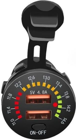 Фортистис Автомобилен Usb Волтметър 5v 4.8a Cc0139