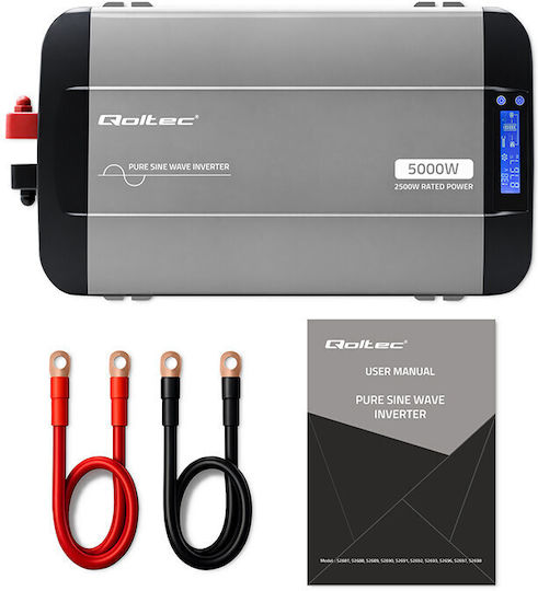 Qoltec Inverter Αυτοκινήτου Καθαρού Ημιτόνου 2500W για Μετατροπή 12V DC σε 230V AC