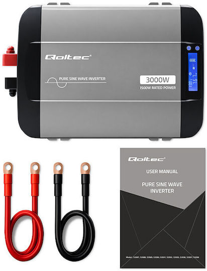 Qoltec Inverter Αυτοκινήτου Καθαρού Ημιτόνου 1500W για Μετατροπή 12V DC σε 230V AC