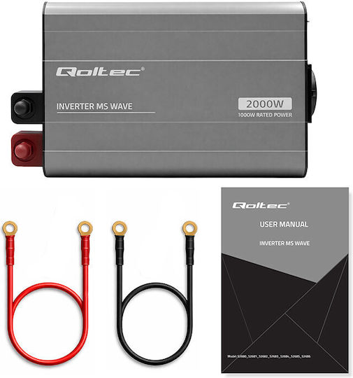 Qoltec Μετατροπέας Τάσης Ms Wave 12v 230v 1000w/2000w Usb Συμβατός Lifepo4 Gel Agm