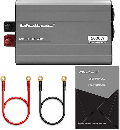 Qoltec Μετατροπέας Τάσης Ms Wave 12v 230v 2500/5000w Usb Συμβατός Lifepo4 Gel Agm