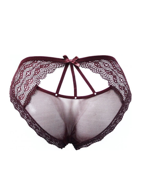 Damen-Slips 2er Pack mit Spitze Burgundisch