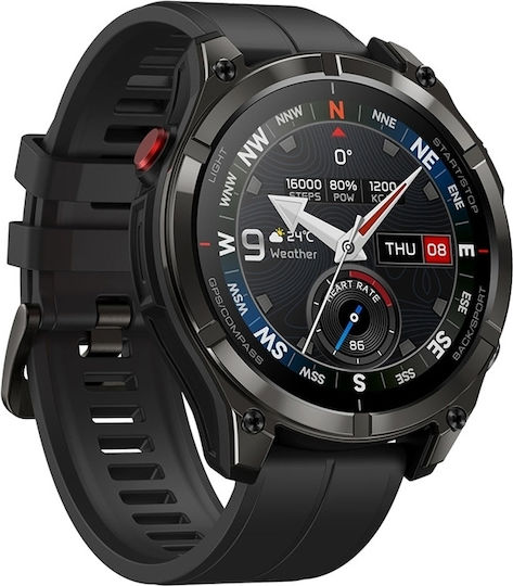 Zeblaze Stratos 4 Pro Stainless Steel 49mm Waterproof Smartwatch with Heart Rate Monitor Black