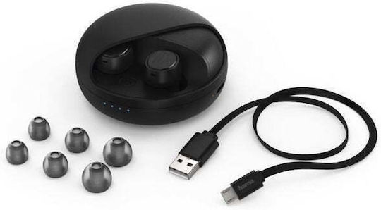 HAMA Disc In-ear Bluetooth Handsfree Căști cu Carcasă de Încărcare Negru