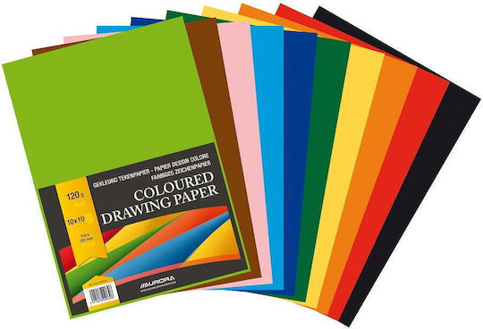Aurora Carton Colorat A4 120gsm Pachet 100 Foi Aurora Raphael 10 Culori Intense