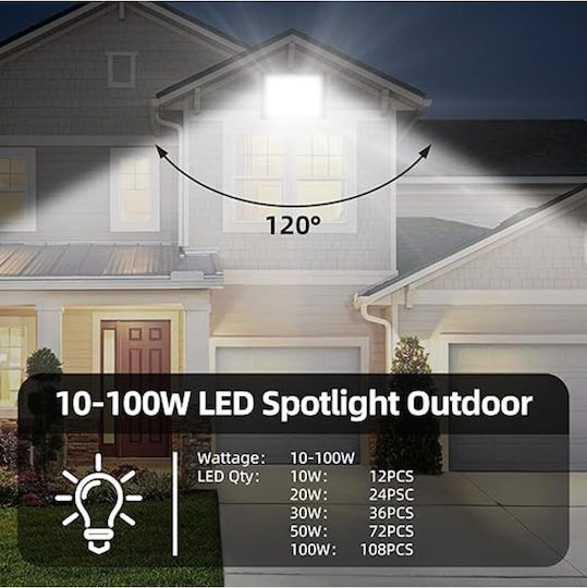 Jiju Lampă Solară 10W 850lm Alb Rece 6500K cu Senzor de Mișcare 14.5x12.6x7.1cm