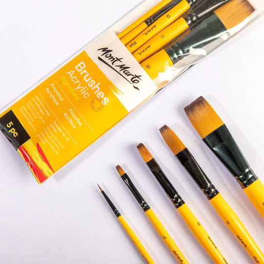 Set of Acrylic Painting Brushes Mont Marte Gallery Series 5 Pieces