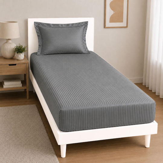 Kotonia Home Σετ Μονό 2τμχ 100x200+20εκ. με Λάστιχο Γκρι