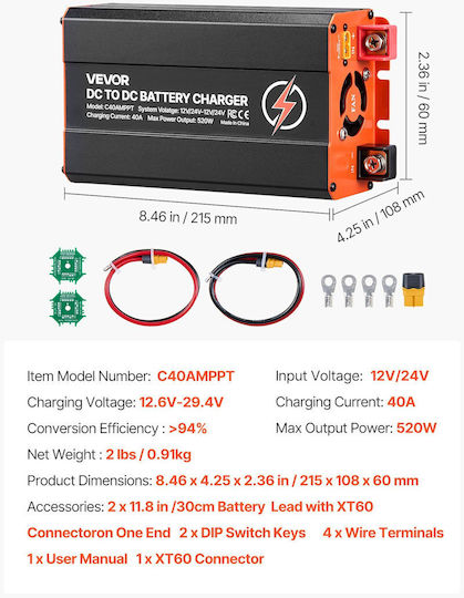 Vevor Vevor MPPT Solarladeregler 24V 40A
