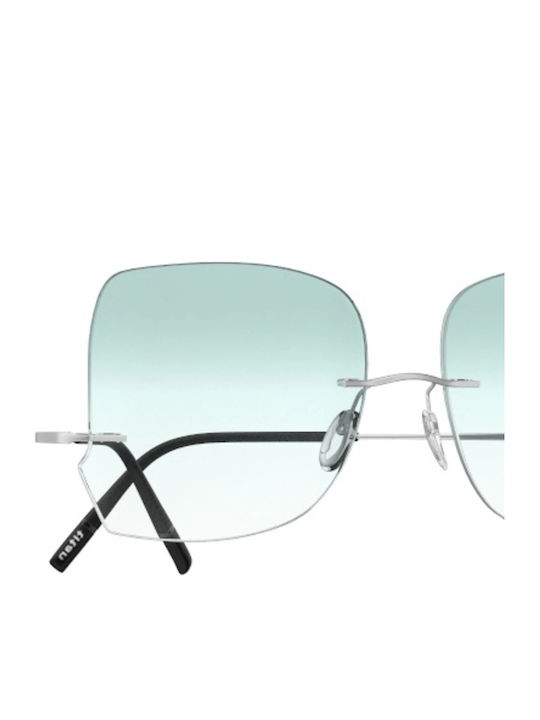 Silhouette Ochelari de Soare Pentru Femei cu Ramă Metalică Argintie și Lentilă Oglindă Argintie